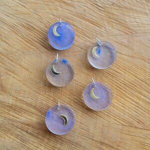 Circle Moon Resin Necklace Pendant